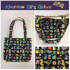 Medium Tote Bag - Dinosaurs Black